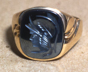 vintage gold onyx signet ring