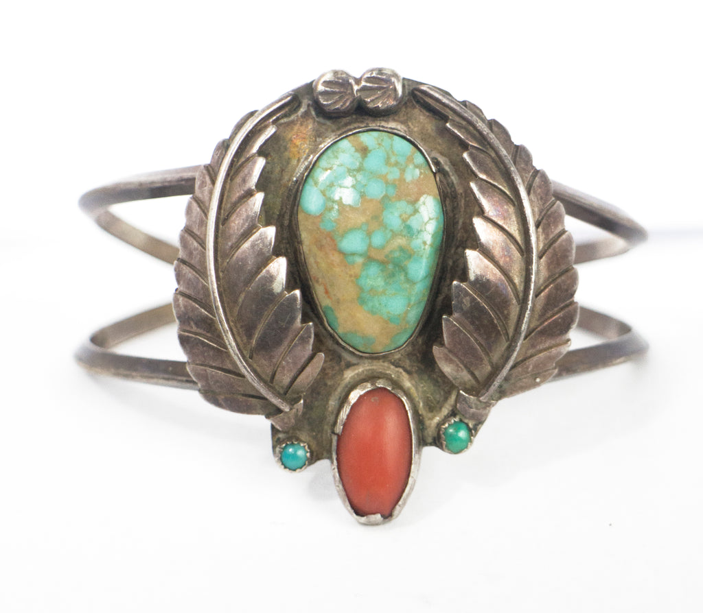 vintage turquoise big leaf bracelet