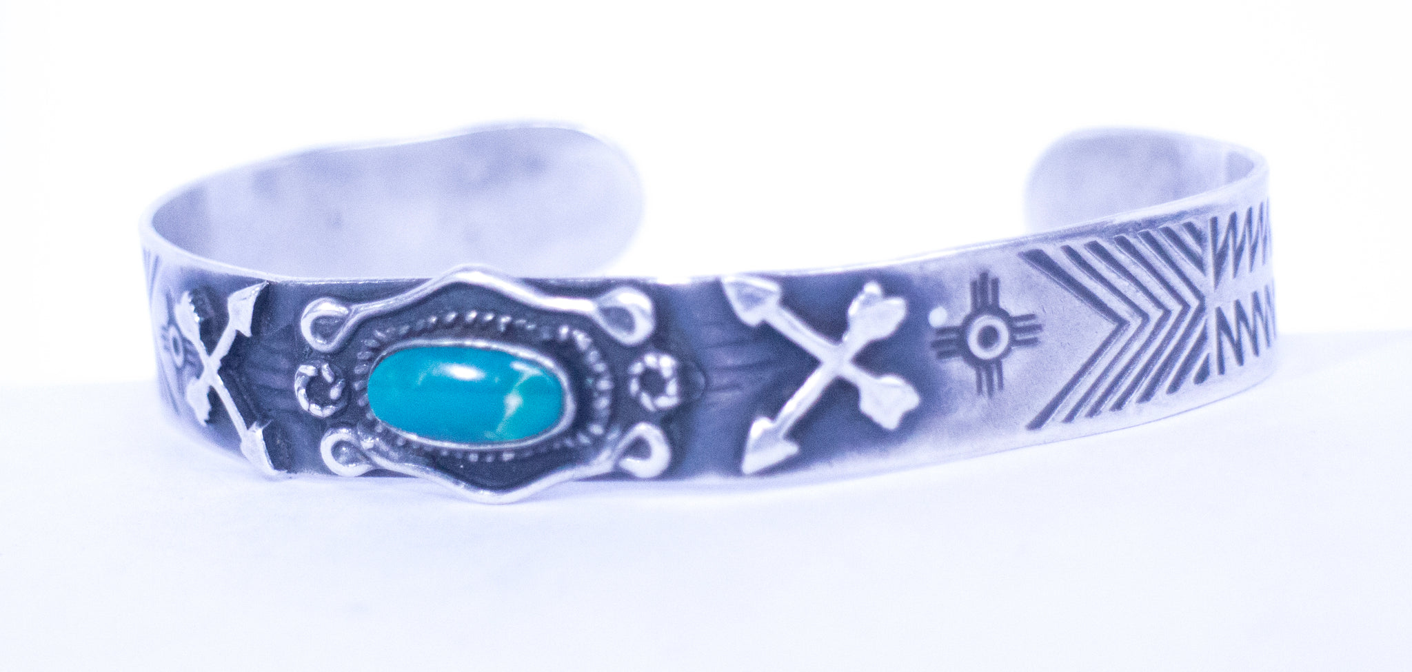 vintage navajo turquoise arrow sterling silver cuff bracelet