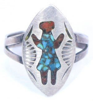 vintage turquoise surface inlaid ring