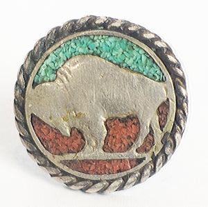 vintage turquoise inlaid buffalo ring