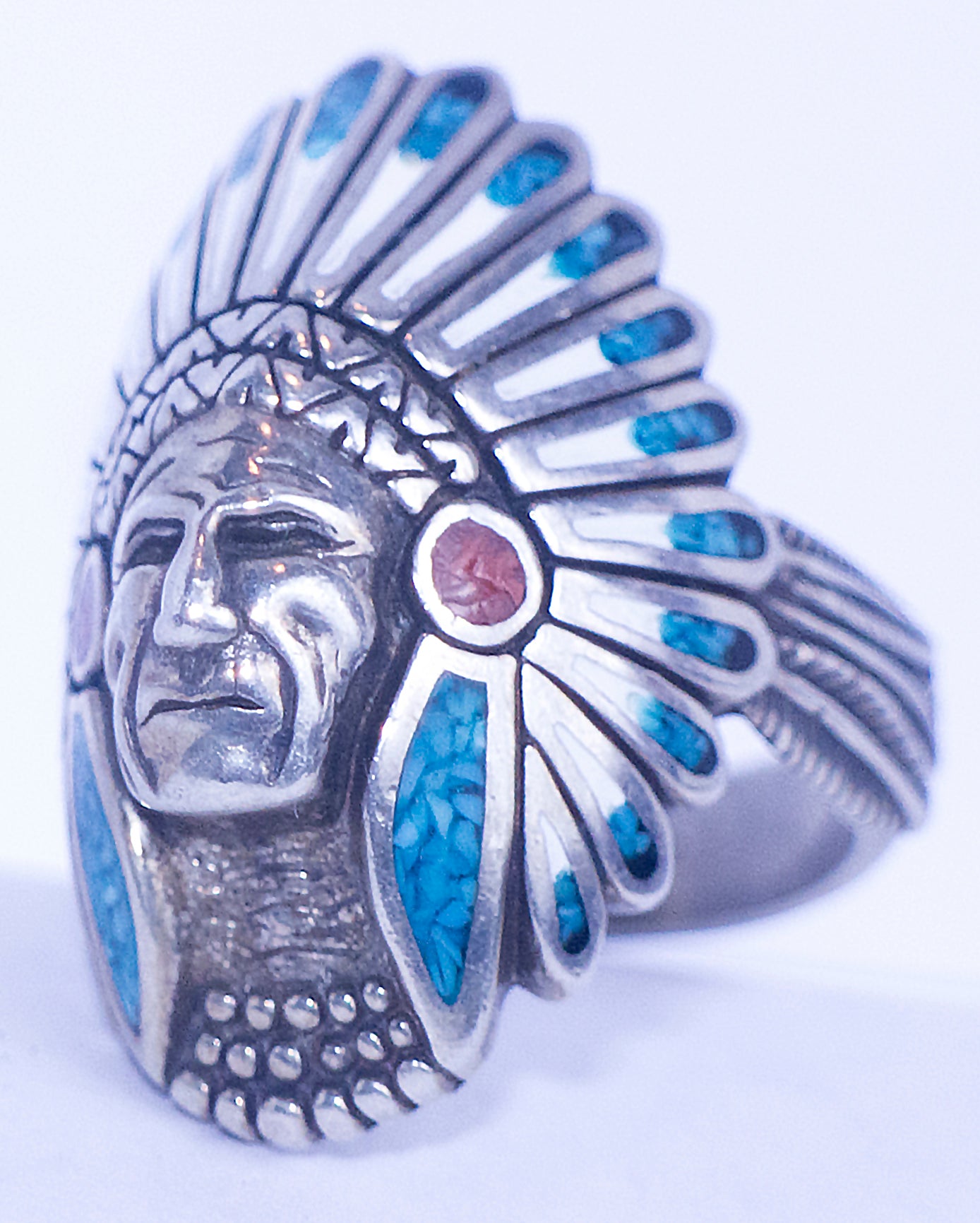 vintage navajo indian big chief biker ring
