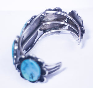vintage turquoise stone sterling silver cuff bracelet