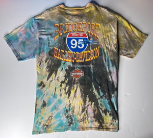 Vintage tiy dye bridgeport 95 wild harley davidson t shirt