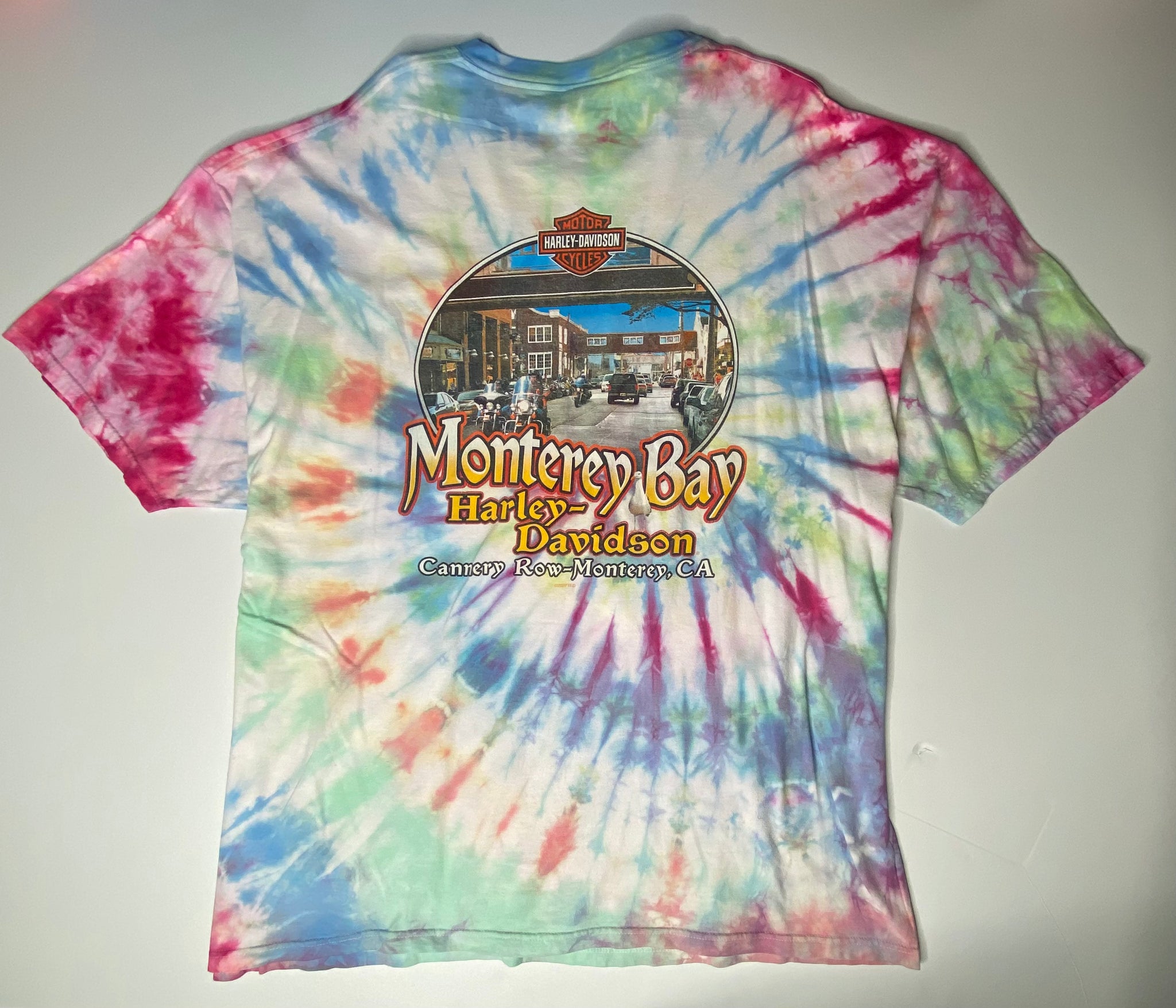 Vintage tiy dye monterey bay harley davidson t shirt